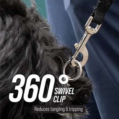 Free Range - Long Dog Leash for Large Dogs + Drawstring Backpack - 1 Inch Nylon Training Lead with Padded Handle (Black) (30 Ft)